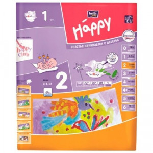 ХЭППИ ПОДГУЗНИКИ МИНИ 3-6КГ №1 [BELLA HAPPY]