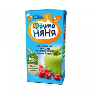 ФРУТОНЯНЯ НЕКТАР (СОК) 200МЛ. ЯБЛОКО+ШИПОВНИК ОСВЕТЛ. Б/САХ. 5+МЕС.