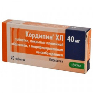 КОРДИПИН XL 40МГ. №20 ТАБ.ПРОЛОНГ. П/П/О /KRKA/