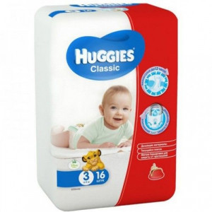 ХАГГИС ПОДГУЗНИКИ КЛАССИК 3 4-9КГ №16 МИДИ [HUGGIES]