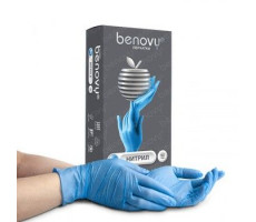 БЕНОВИ ПЕРЧАТКИ СМОТР. НИТРИЛ Н/СТЕР. Н/ОПУДР. ТЕКСТ. Р.S №100 (50 ПАР) ГОЛ. [BENOVY]