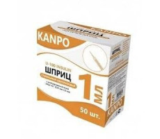 КАНПО ШПРИЦ ИНСУЛ. 3-Х КОМП. 1МЛ. U100 С ИГЛОЙ 29G 0,33Х13ММ. №50 [KANPO]