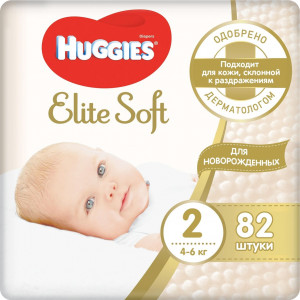 ХАГГИС ПОДГУЗНИКИ ЭЛИТ СОФТ 2 4-6КГ №82 [HUGGIES]