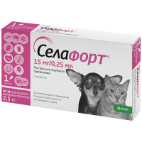 СЕЛАФОРТ 15МГ/0,25МЛ. №1 Р-Р Д/НАРУЖ.ПРИМ. Д/КОШЕК/СОБАК (ВЕТ.)