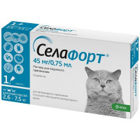 СЕЛАФОРТ 45МГ/0,75МЛ. №1 Р-Р Д/НАРУЖ.ПРИМ. Д/КОШЕК (ВЕТ.)