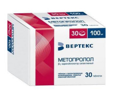 МЕТОПРОЛОЛ-ВЕРТЕКС 100МГ. №30 ТАБ.ПРОЛОНГ. П/П/О /ВЕРТЕКС/