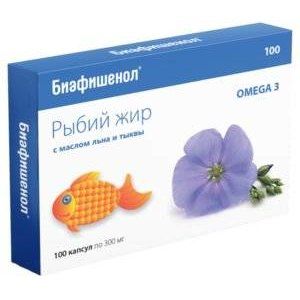 РЫБИЙ ЖИР БИАФИШЕНОЛ МАСЛО ЛЬНА+ТЫКВА+ВИТ.Е 300МГ. №100 КАПС.