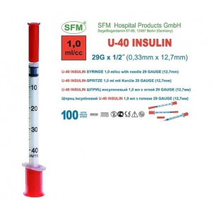 СФМ ШПРИЦ ИНСУЛИН. 1МЛ. 3-Х КОМП. U-40 0,33Х12,7ММ G29 №100 [SFM]