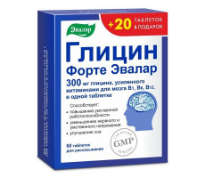 ГЛИЦИН ФОРТЕ 300/600МГ. №80(60+20) ТАБ. Д/РАСС. /ЭВАЛАР/