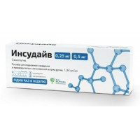 ИНСУДАЙВ 0,25/0,5/ДОЗА 1,5МЛ. №1 Р-Р Д/П/К ШПРИЦ-РУЧКА +ИГЛЫ №6 /ПСК ФАРМА/